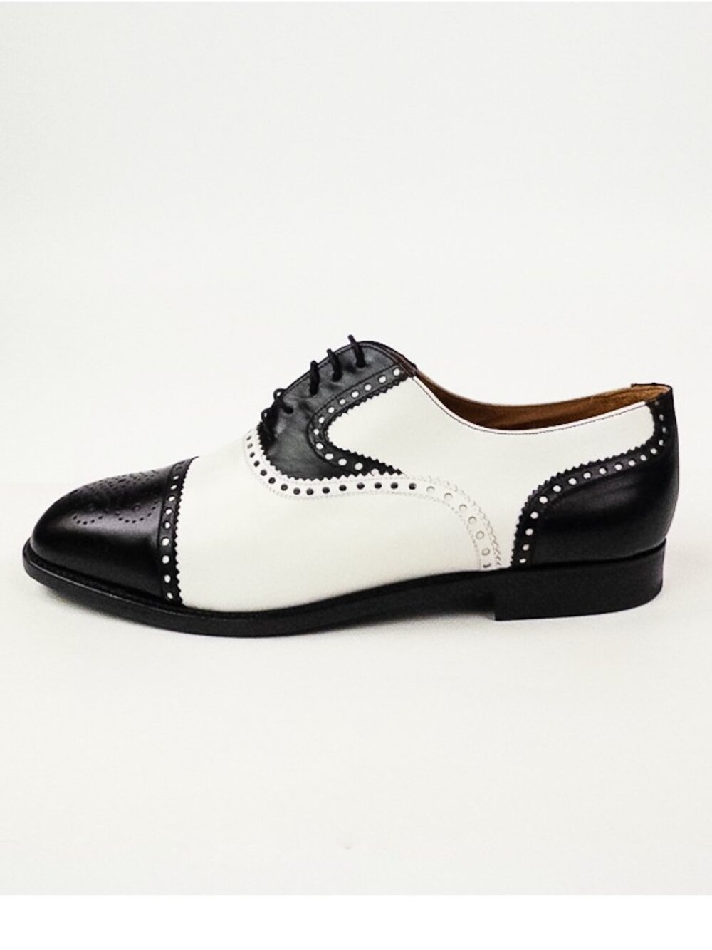 Magnanni Black White Two-Tone Cap Toe Brogue Derby Shoes 9.5 Wide NWT - Picture 3 of 11